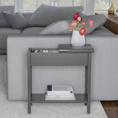 Hastings Home Flip Top End Table , Slim Side Console With Hidden Hinged Storage Compartment